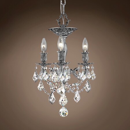 Joshua Marshal Versailles 3 Light Led 13 Pewter Semi Flushmount With Clear Swarovski 701579-054